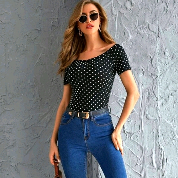 POKLA DOT OFF SHOULDER TEE - Picture 2 of 6
